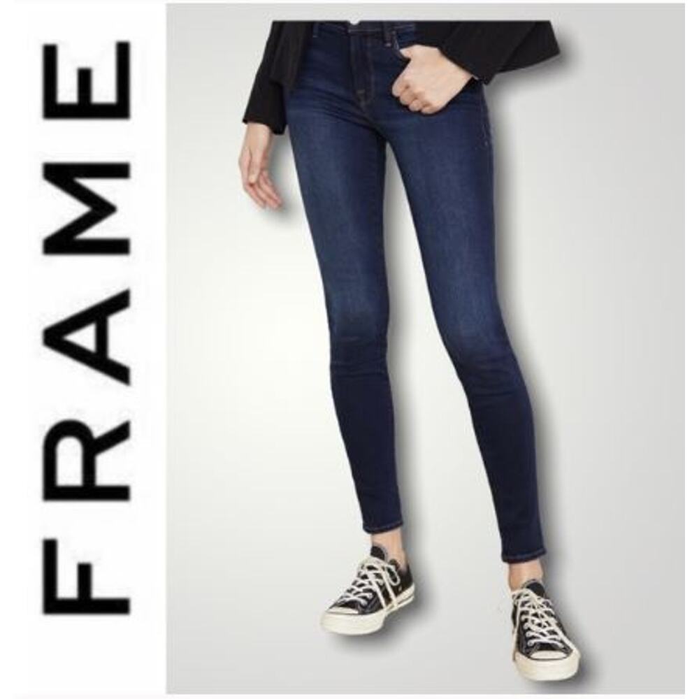 FRAME WOMEN'S LE SKINNY DE JEANNE DARK WASH DENIM BOHO WESTERN JEANS SIZE 28